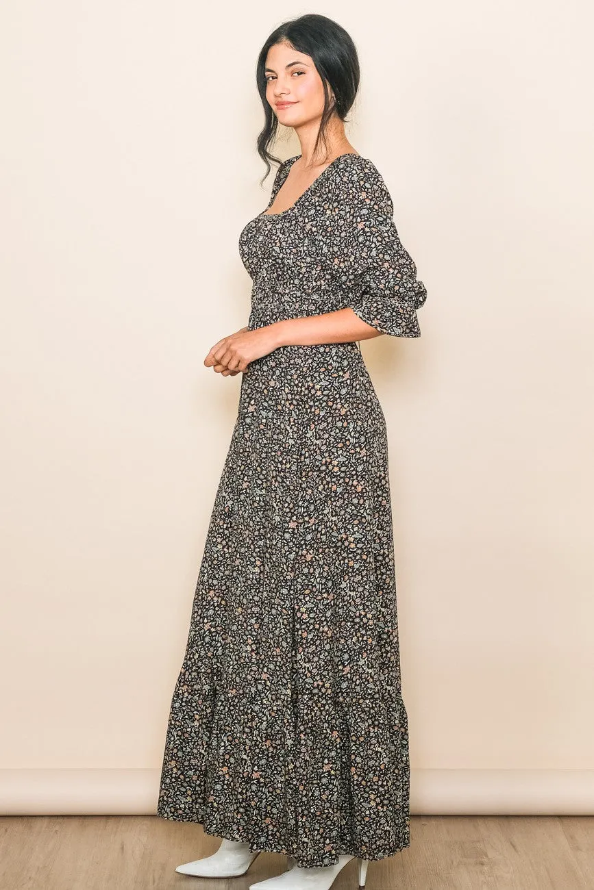 Black Floral Criss Cross Maxi Dress sold by Pinkblush product image thumbnail 2