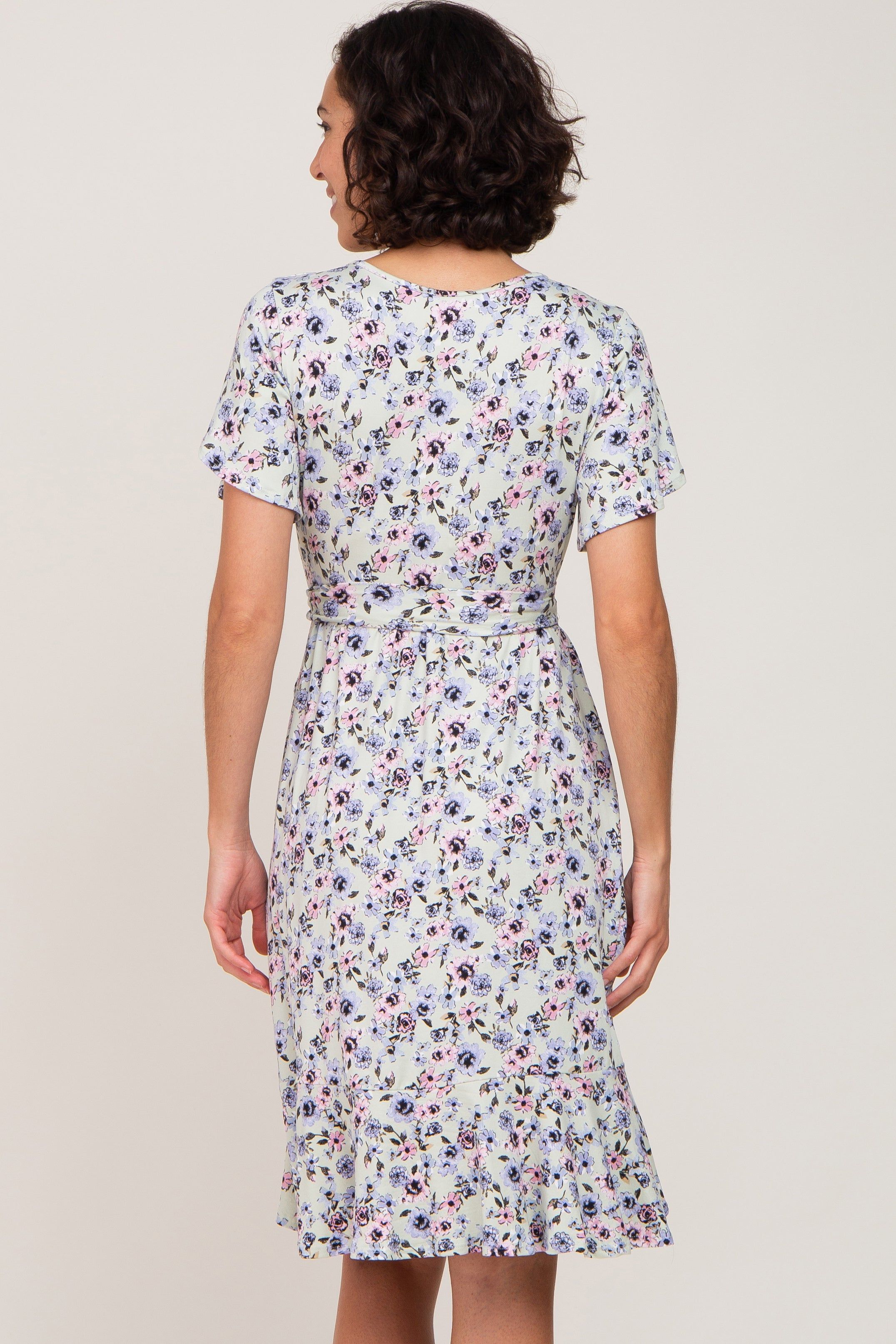 Light Olive Floral Ruffle Dress sold by Pinkblush product image thumbnail 3