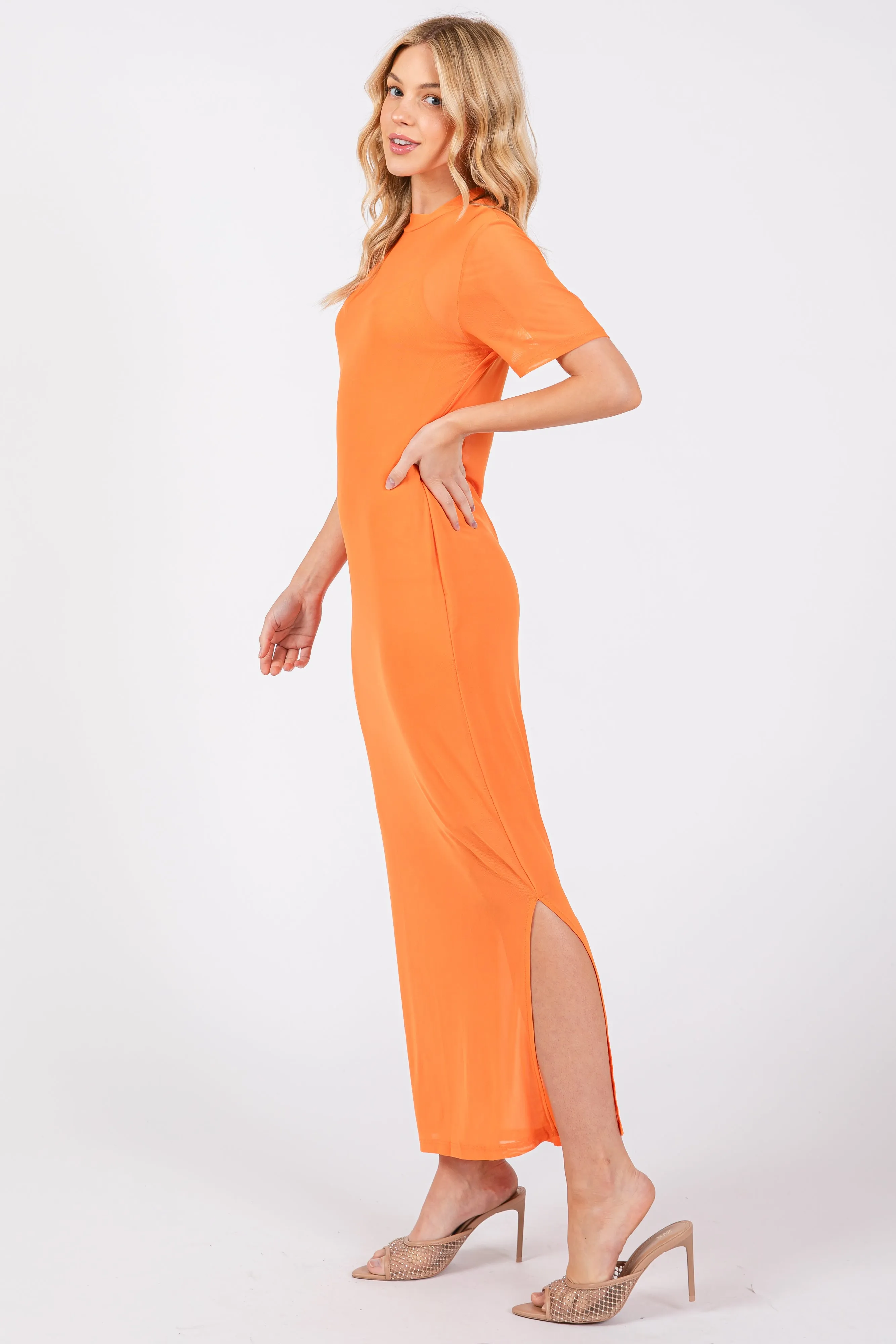 Orange Layered Mesh Maxi Dress sold by Pinkblush product image thumbnail 2