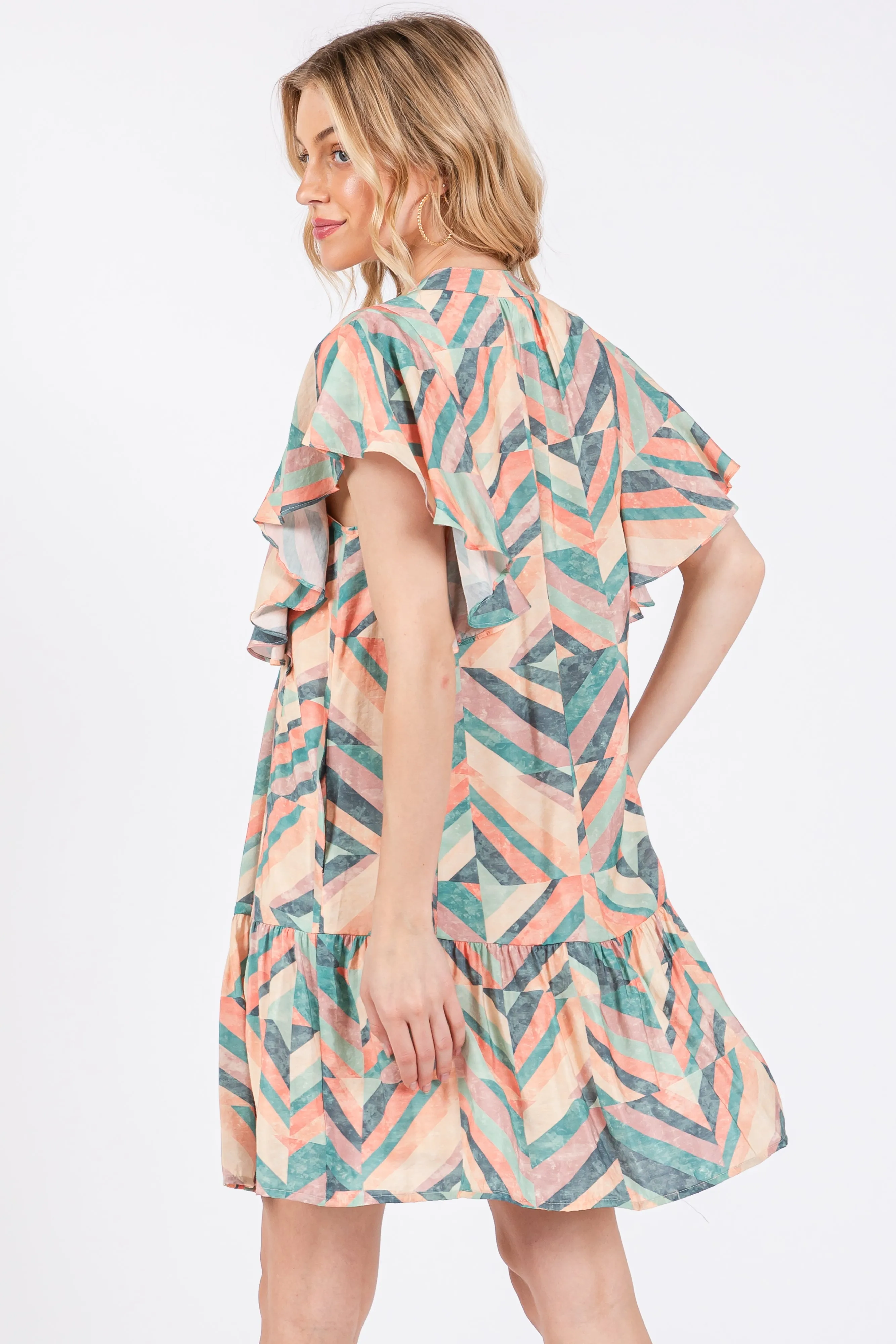 Multicolor Chevron Pleated Tiered Dress sold by Pinkblush product image thumbnail 4