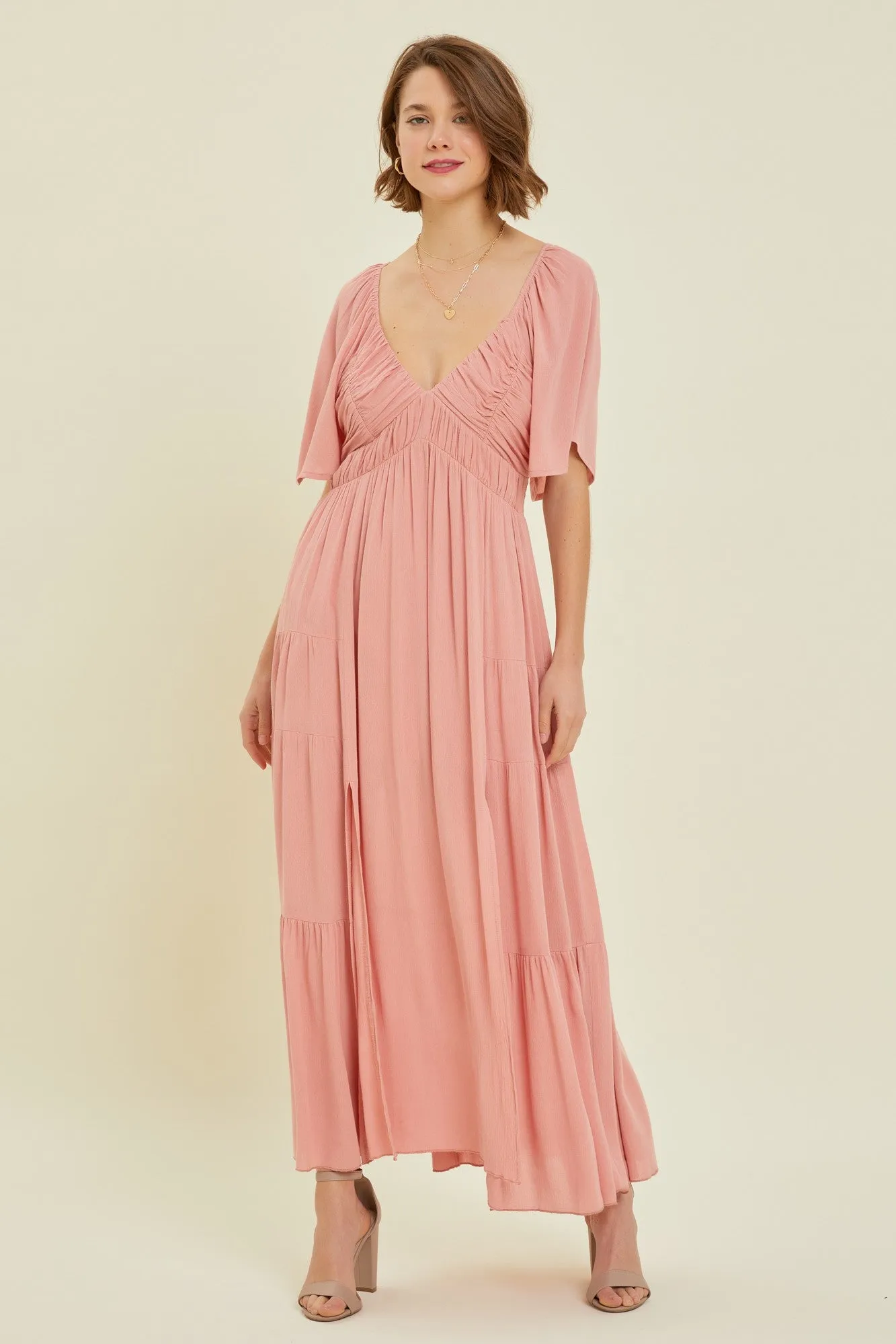 Rose Smocked Gauze Tiered Ruffle Maxi Dress sold by Pinkblush product image thumbnail 2