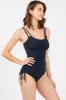 Navy Ribbed Side Tie One Piece Swimsuit sold by Pinkblush