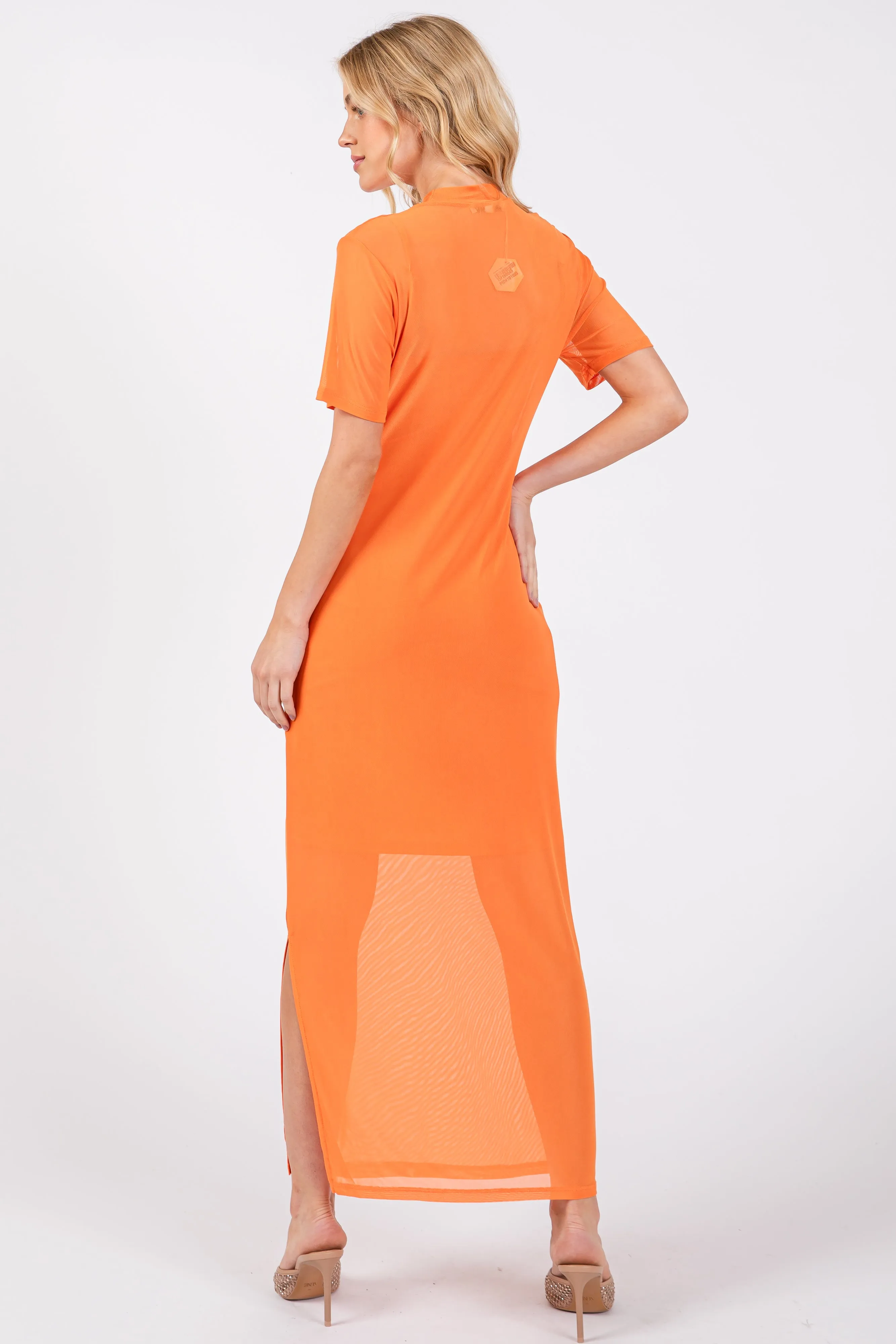 Orange Layered Mesh Maxi Dress sold by Pinkblush product image thumbnail 3