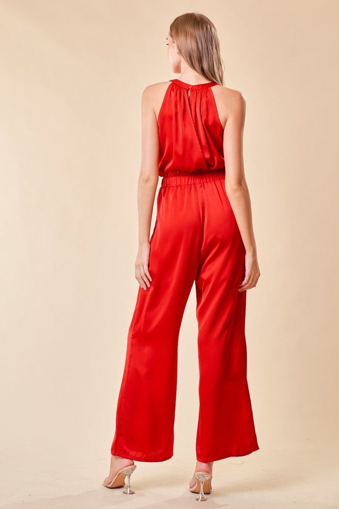 Red Halter Neck Jumpsuit sold by Pinkblush product image thumbnail 3