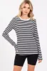 Black Striped Long Sleeve Ribbed Top sold by Pinkblush