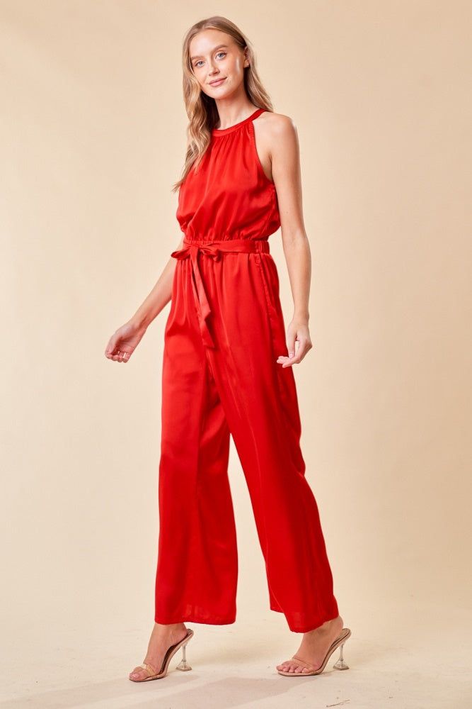 Red Halter Neck Jumpsuit sold by Pinkblush product image thumbnail 2