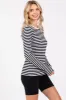 Black Striped Long Sleeve Ribbed Top sold by Pinkblush