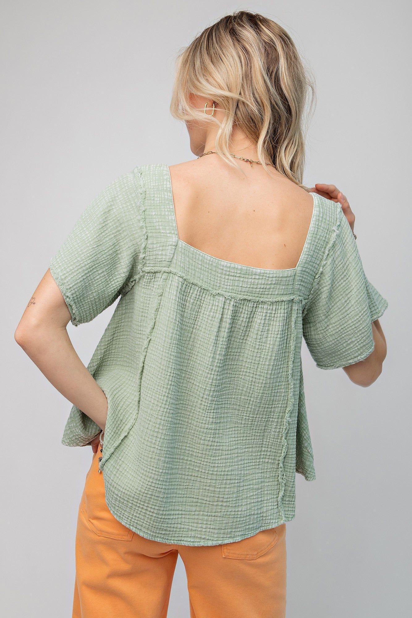 Sage Washed Cotton Gauze Top sold by Pinkblush product image thumbnail 3