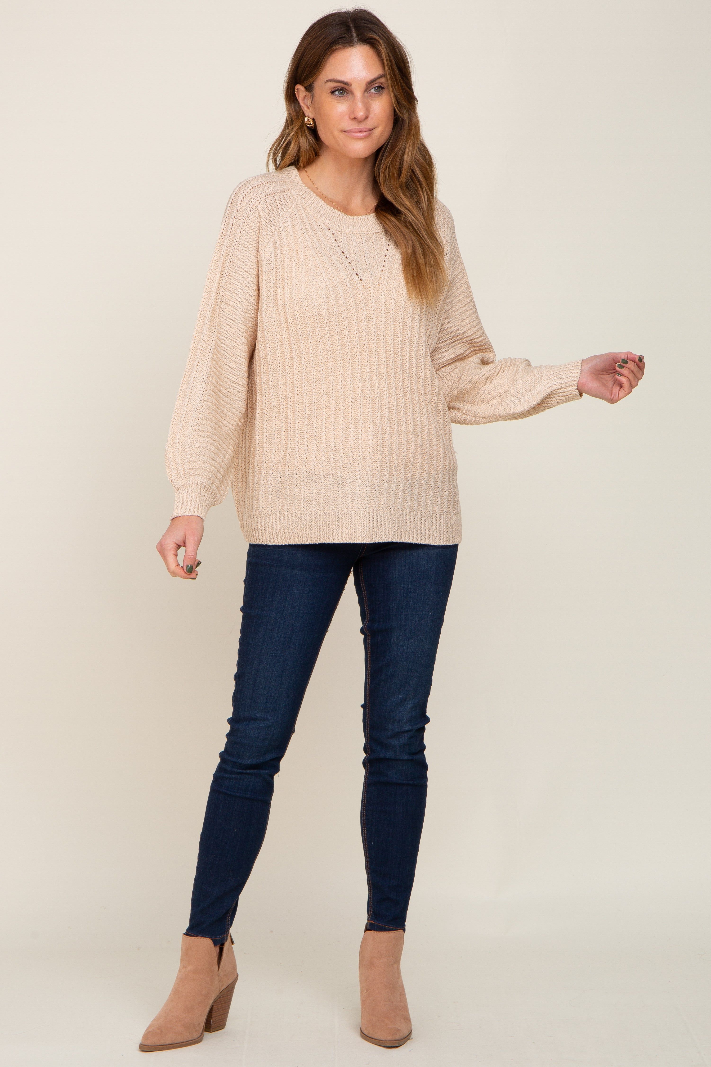 Beige Puff Sleeve Sweater sold by Pinkblush product image thumbnail 4