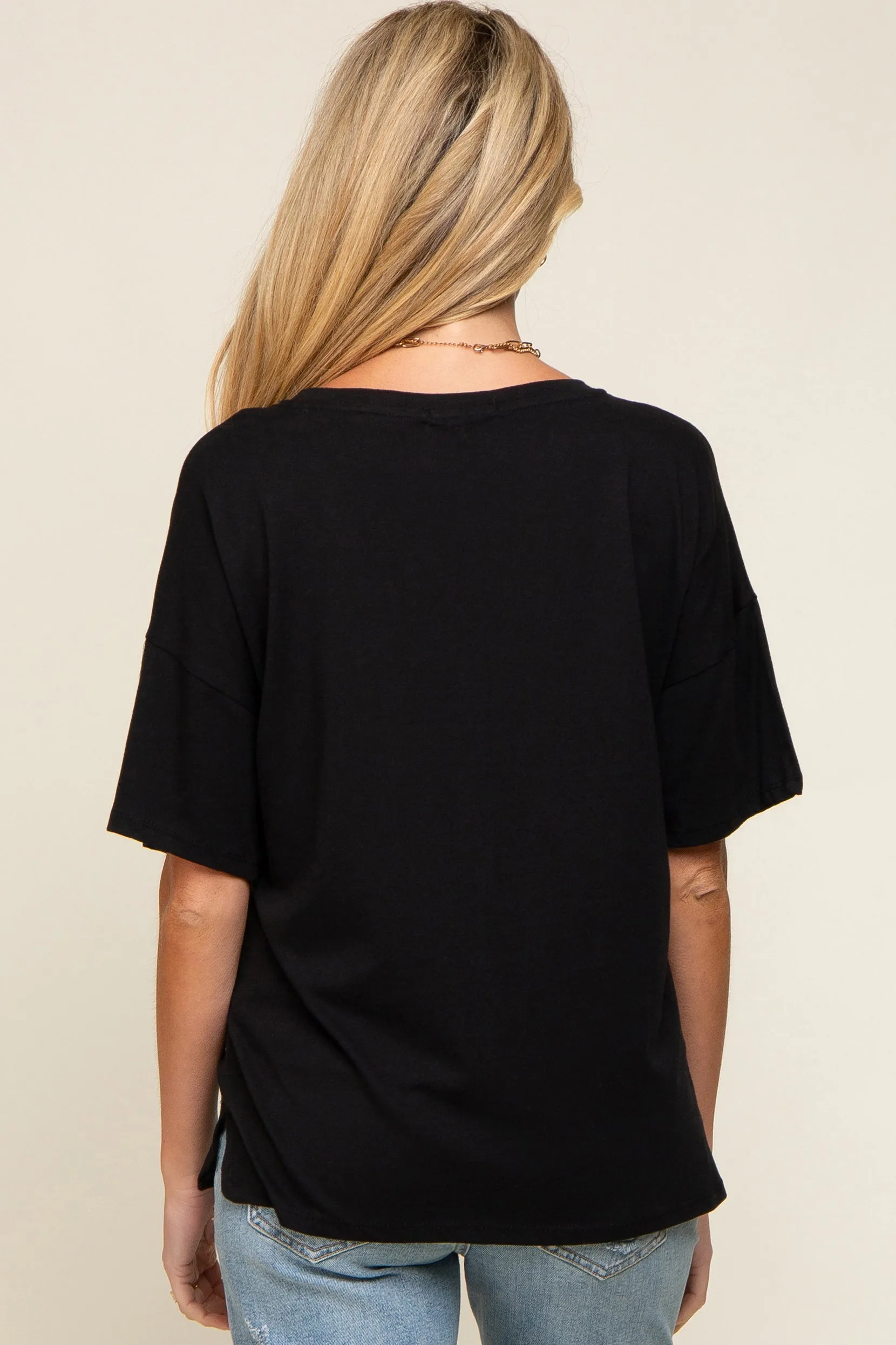 Black Short Sleeve Pocketed Maternity Top sold by Pinkblush product image thumbnail 3
