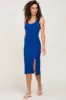 Royal Blue Ribbed Back Cutout Midi Dress sold by Pinkblush