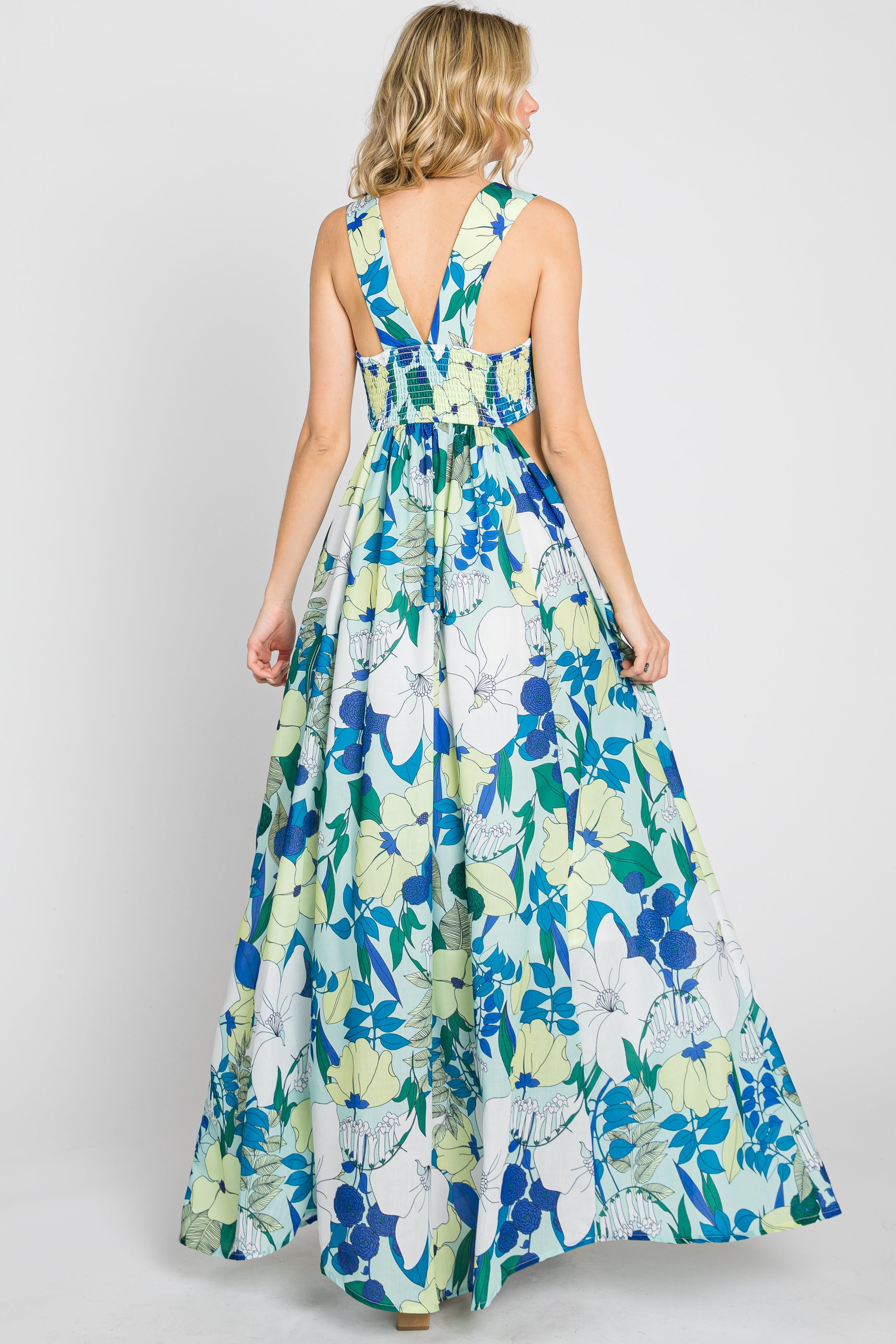 Mint Green Floral Cut Out Maxi Dress sold by Pinkblush product image thumbnail 3