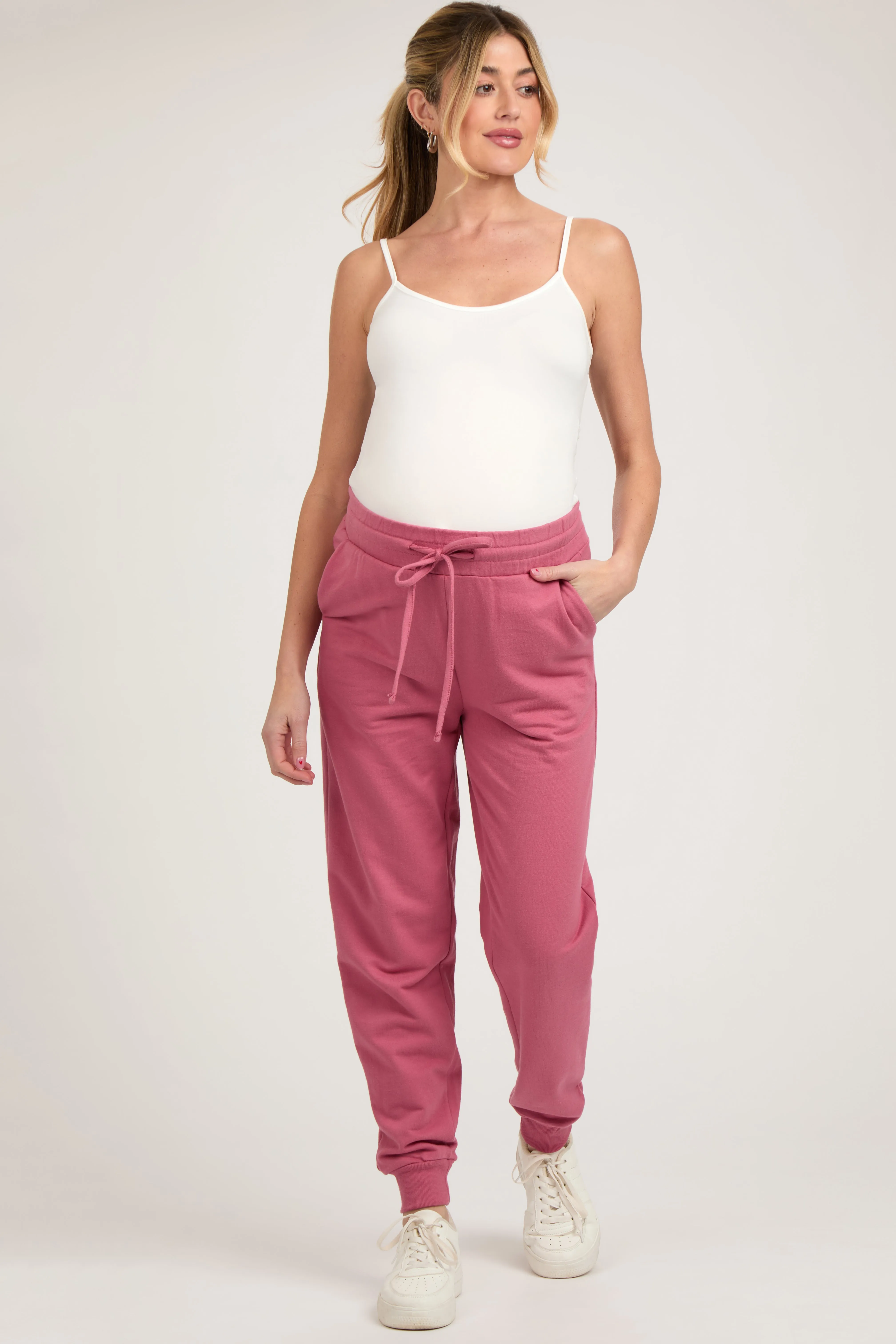 Pink Basic Drawstring Maternity Sweatpants sold by Pinkblush