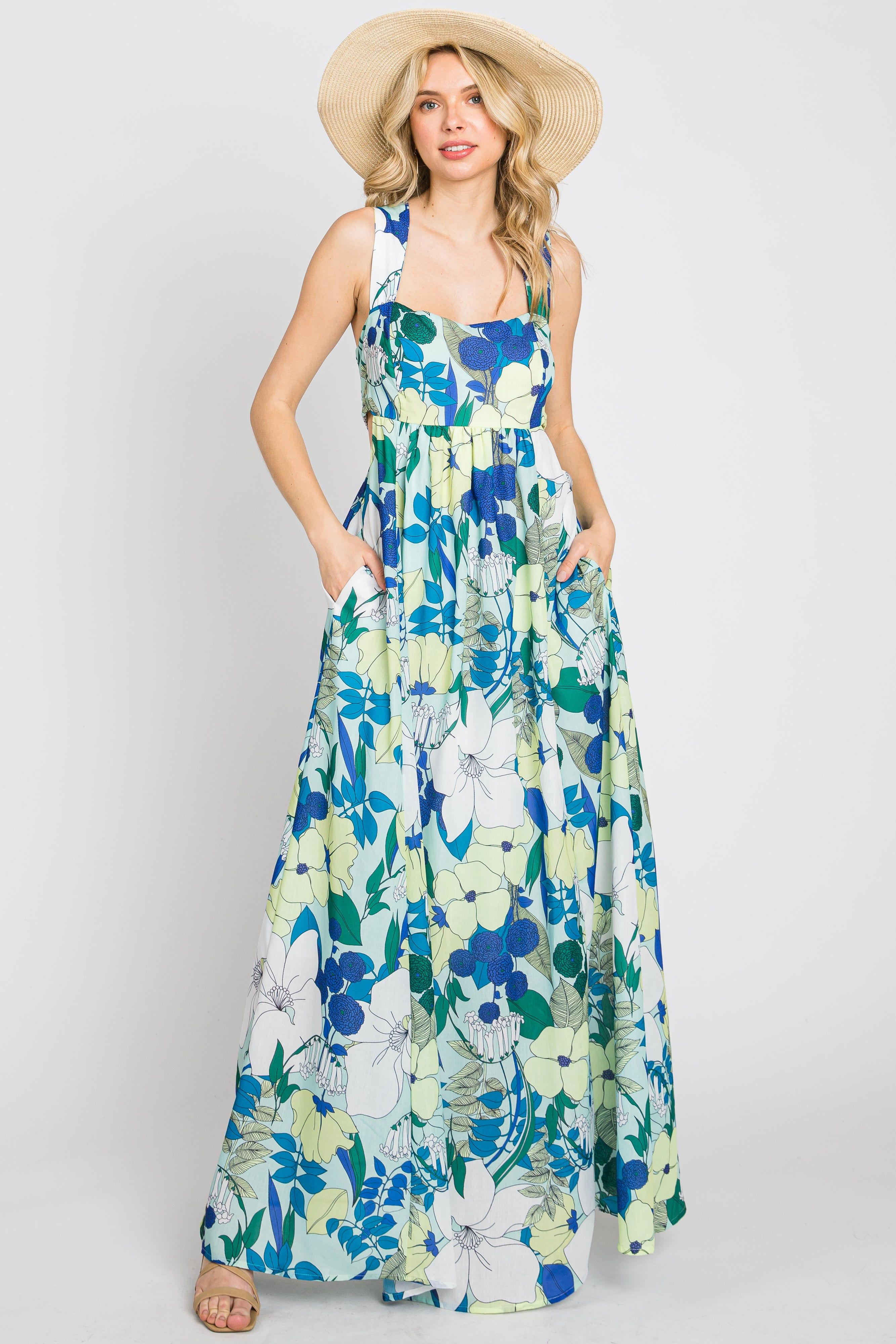 Mint Green Floral Cut Out Maxi Dress sold by Pinkblush product image thumbnail 4