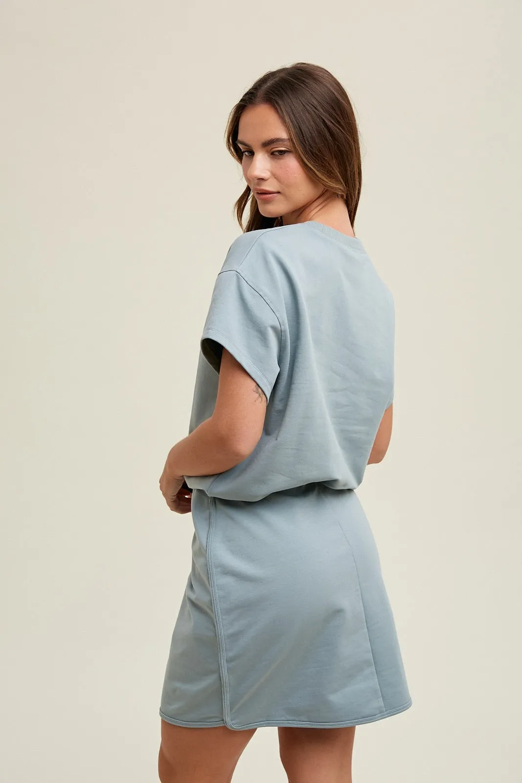Blue French Terry Knit Mini Dress sold by Pinkblush product image thumbnail 3