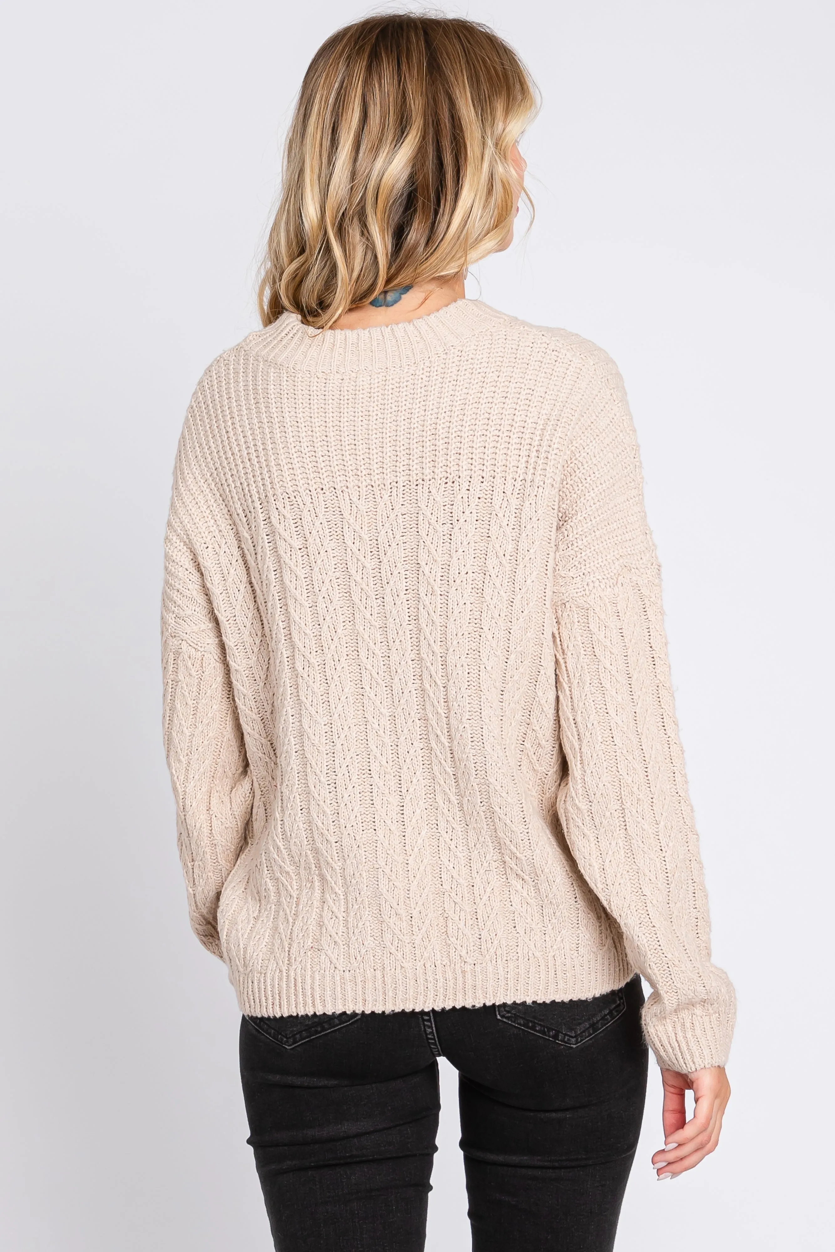Cream Beige Cable Knit Sweater sold by Pinkblush product image thumbnail 3