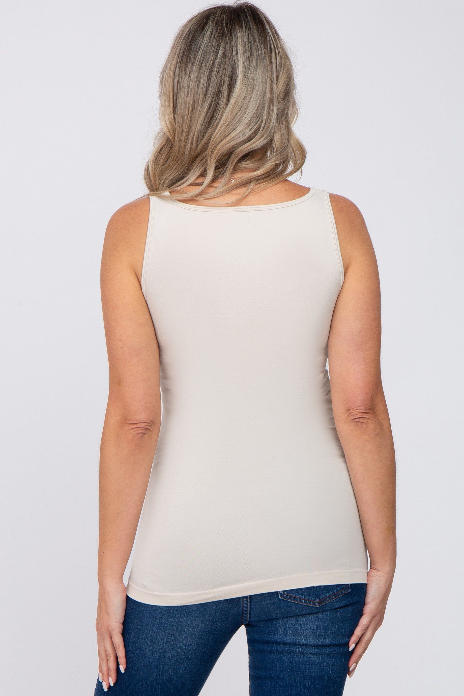 Beige Seamless Maternity Fitted Tank Top sold by Pinkblush product image thumbnail 3