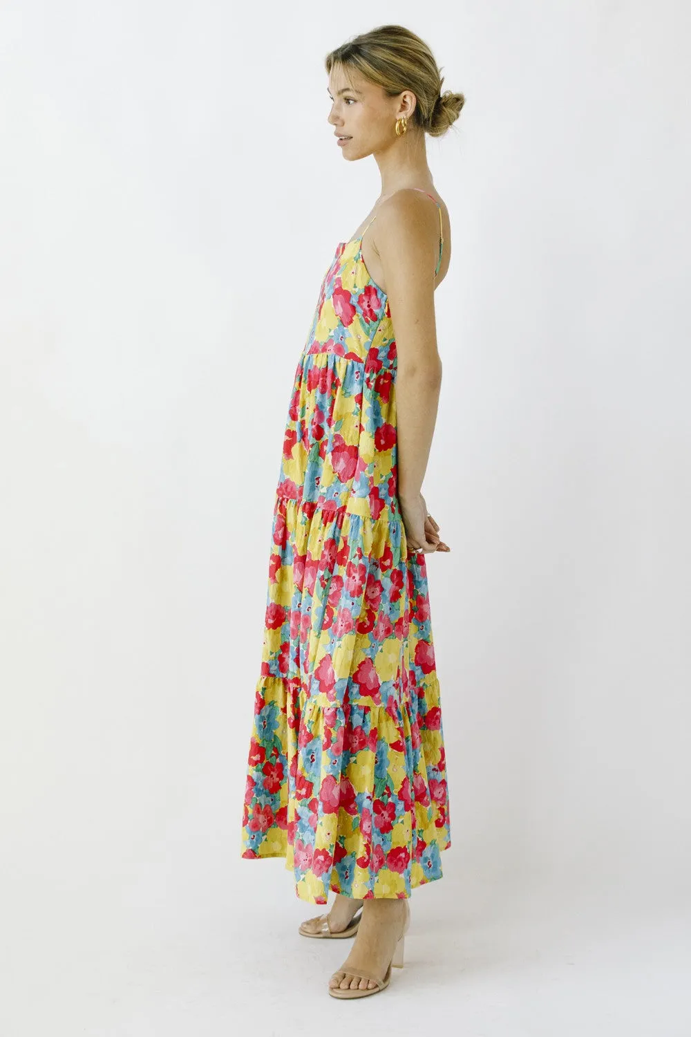 Multi-Color Floral Low Back Tiered Midi Dress sold by Pinkblush product image thumbnail 3