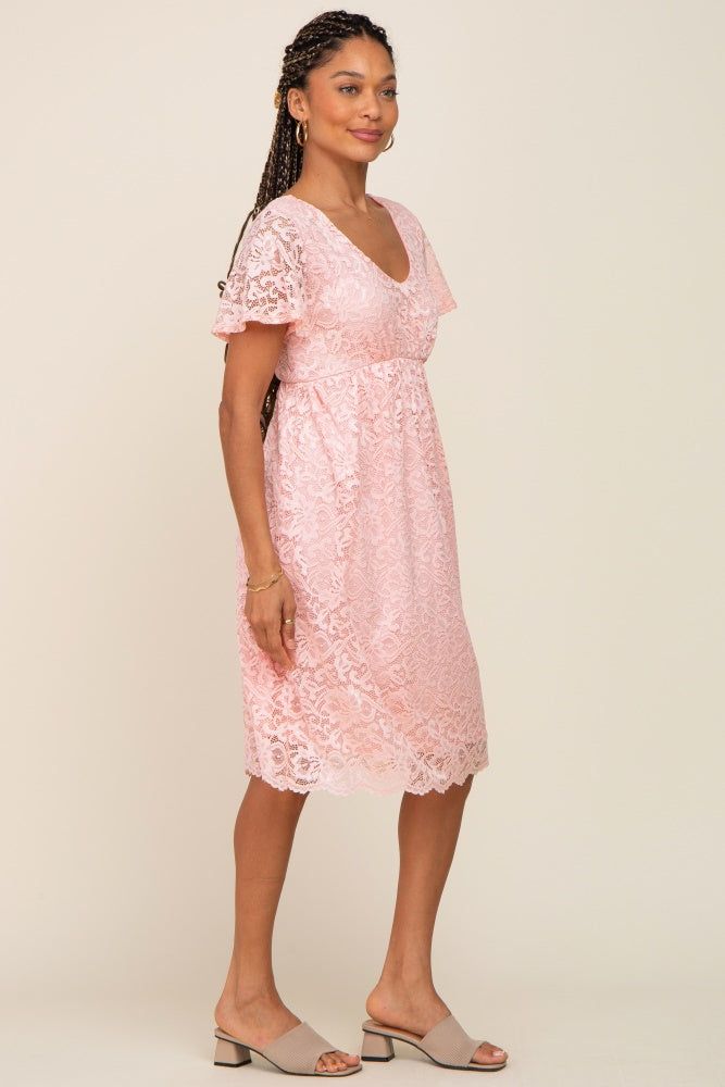 Pink Lace Knee Length Dress sold by Pinkblush product image thumbnail 2