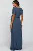 Blue Chiffon Short Sleeve Maternity Maxi Dress sold by Pinkblush