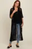 Black Distressed Collared Maternity Cover-Up sold by Pinkblush