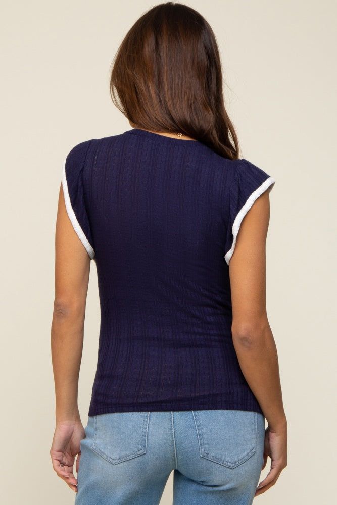Navy Cap Sleeve Knit Maternity Top sold by Pinkblush product image thumbnail 3