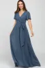 Blue Chiffon Short Sleeve Maternity Maxi Dress sold by Pinkblush