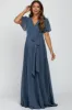 Blue Chiffon Short Sleeve Maternity Maxi Dress sold by Pinkblush