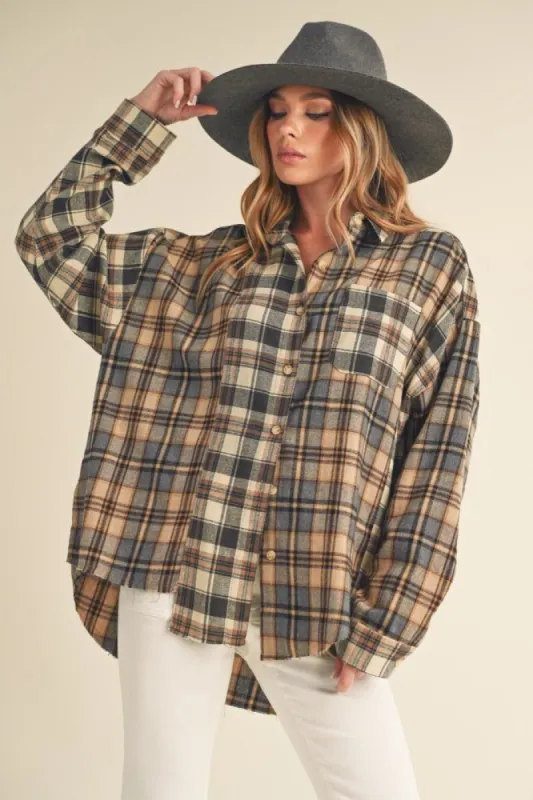 Olive Plaid Combo Shirt sold by Pinkblush