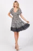 Navy Blue Floral Smocked V-Neck Tiered Dress sold by Pinkblush
