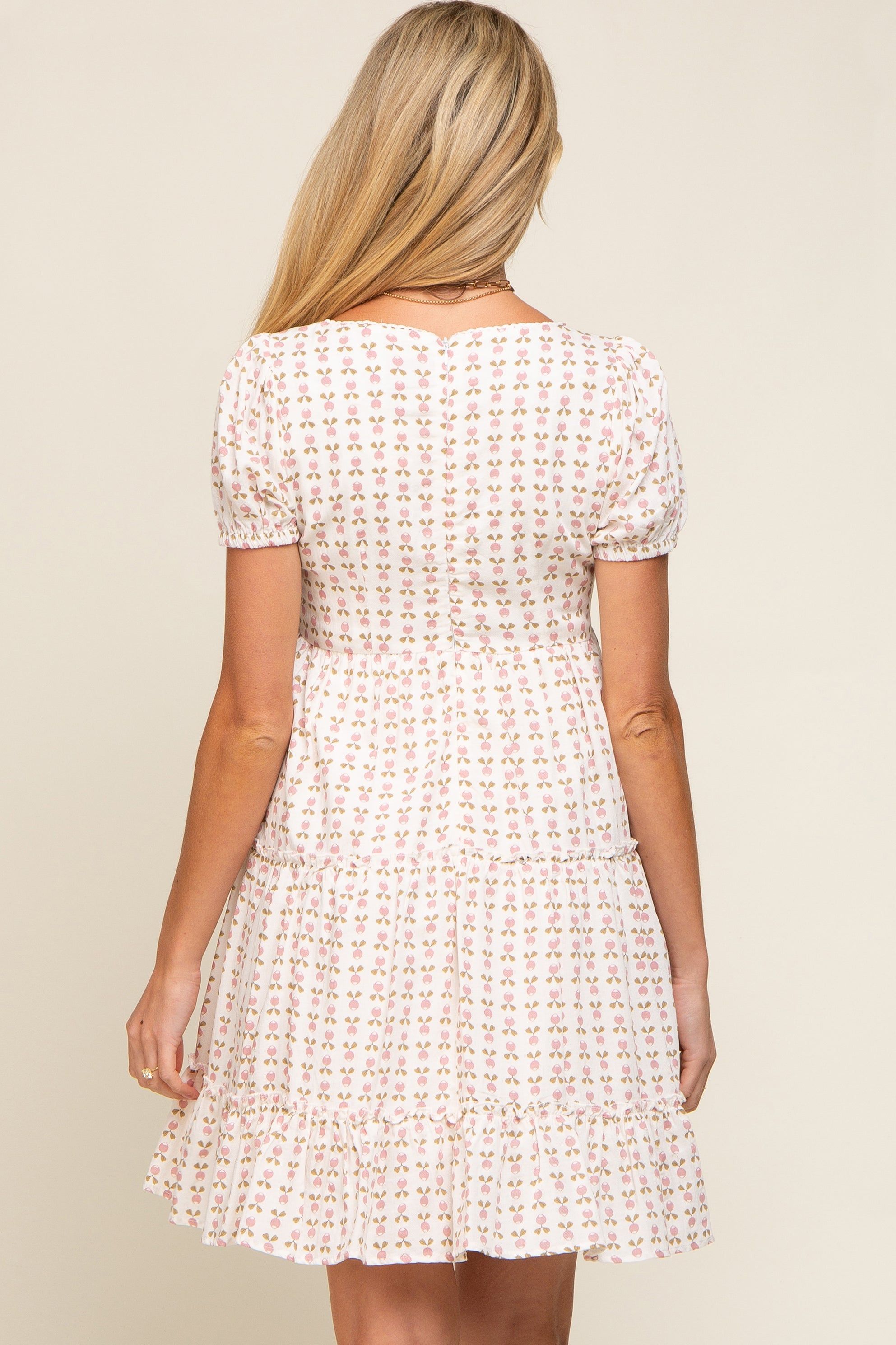 Mauve Printed Tiered Ruffle Accent Maternity Dress sold by Pinkblush product image thumbnail 3