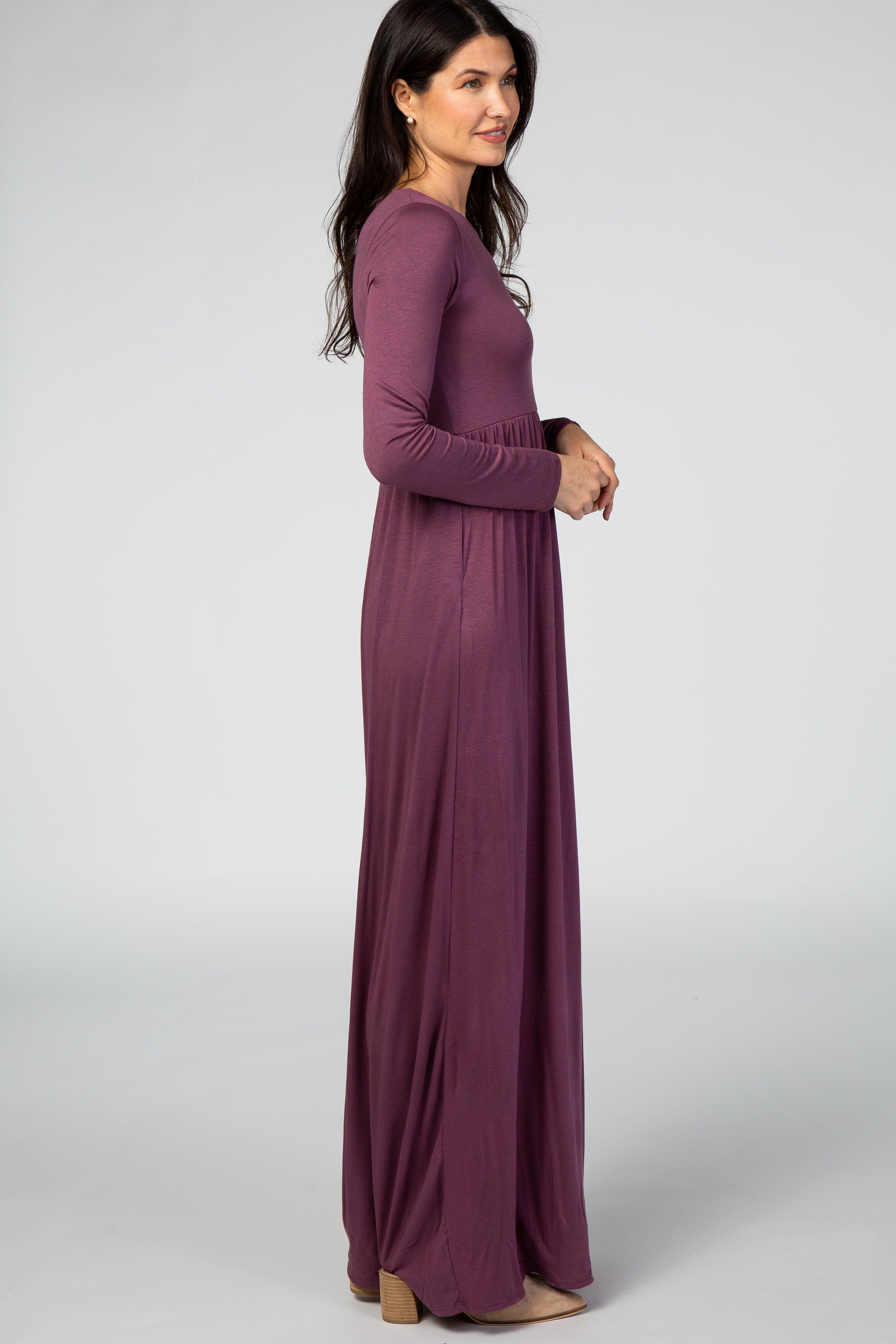 Purple Long Sleeve Maxi Dress sold by Pinkblush product image thumbnail 2