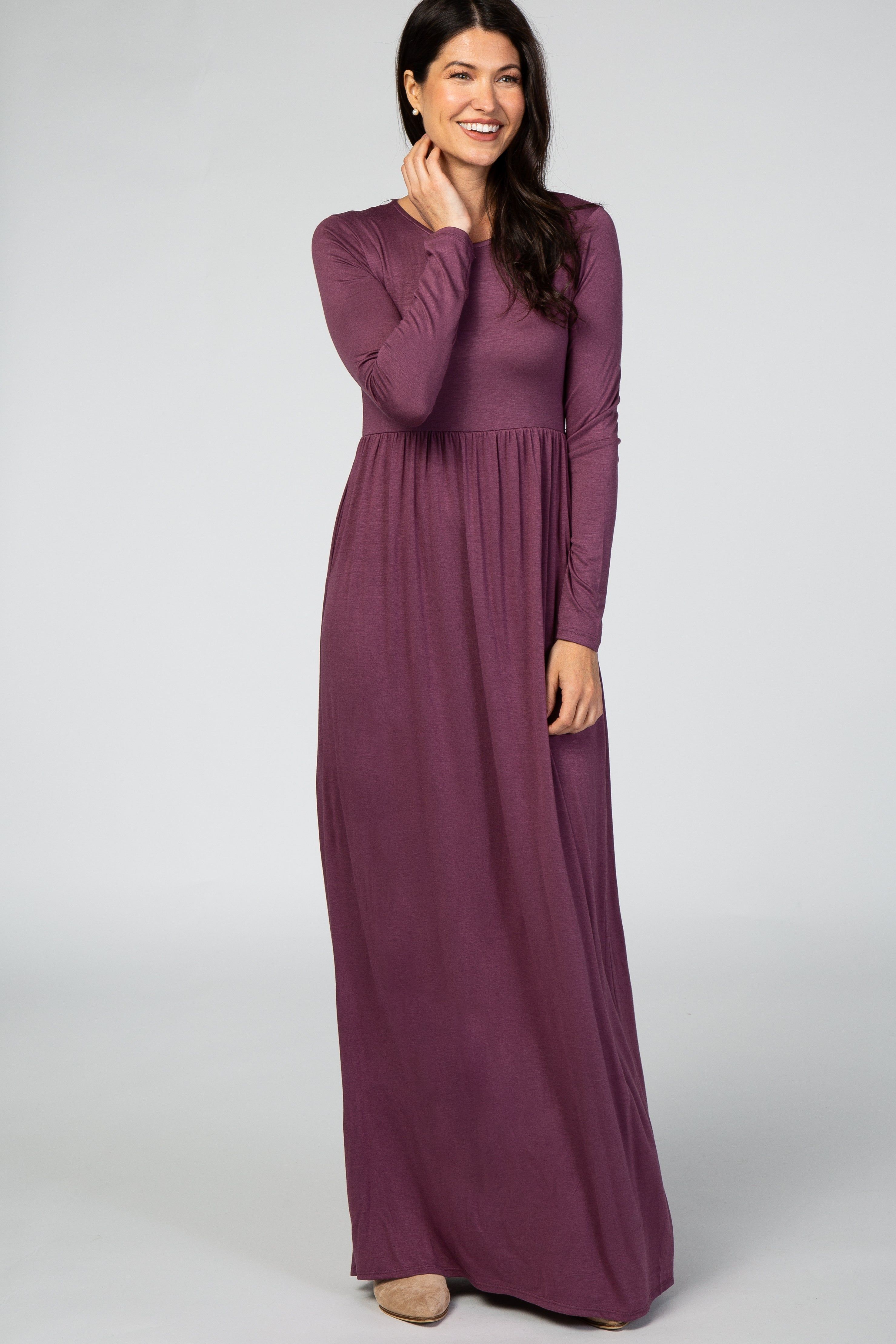 Purple Long Sleeve Maxi Dress sold by Pinkblush