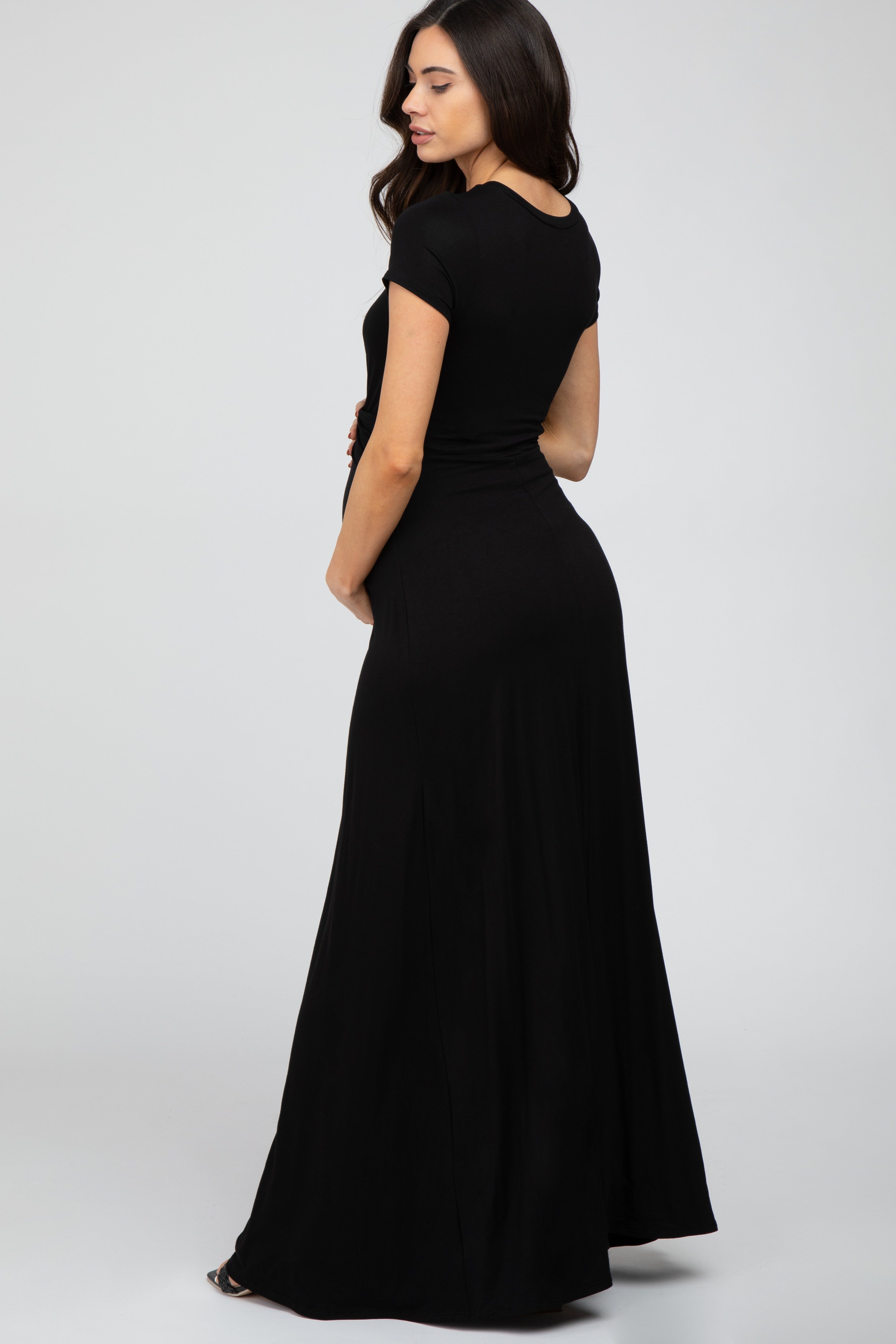 Black Twist Front Maternity Maxi Dress sold by Pinkblush product image thumbnail 3