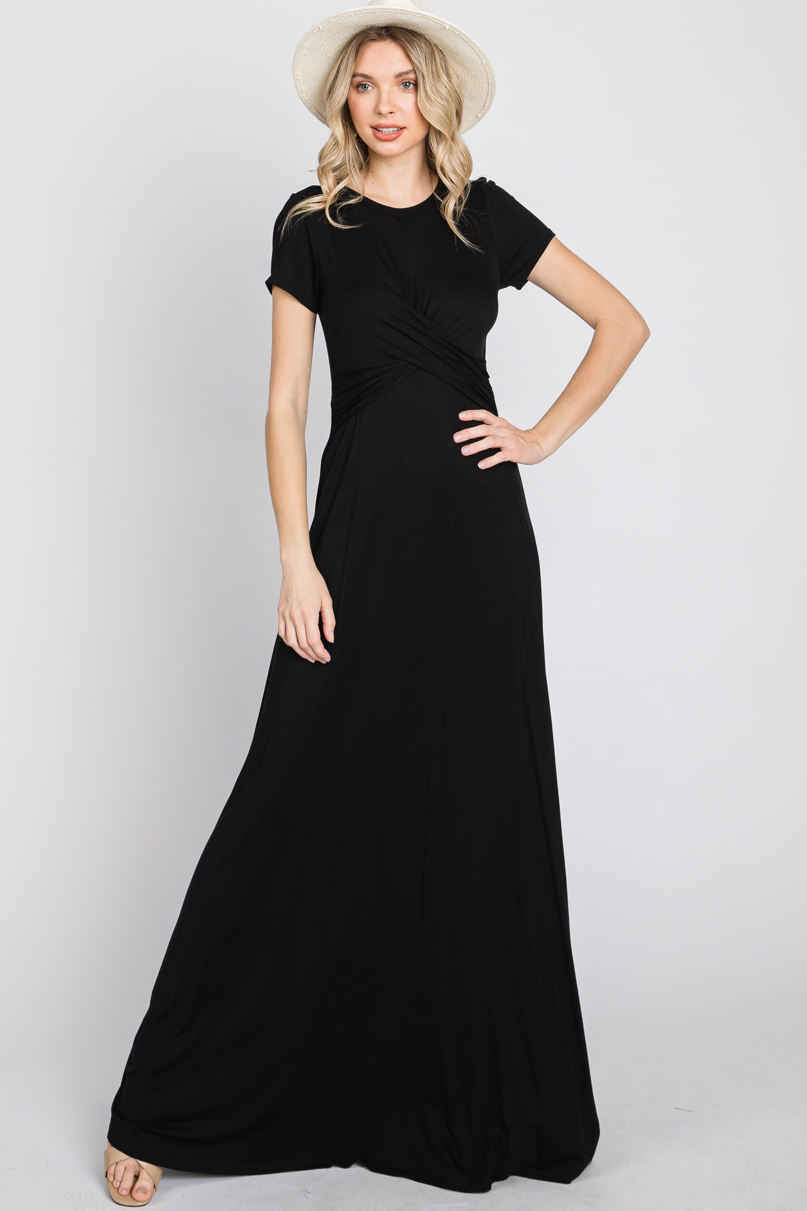 Black Twist Front Maternity Maxi Dress sold by Pinkblush product image thumbnail 4