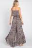 Blue Paisley Strapless Ruffle Wide Leg Jumpsuit sold by Pinkblush