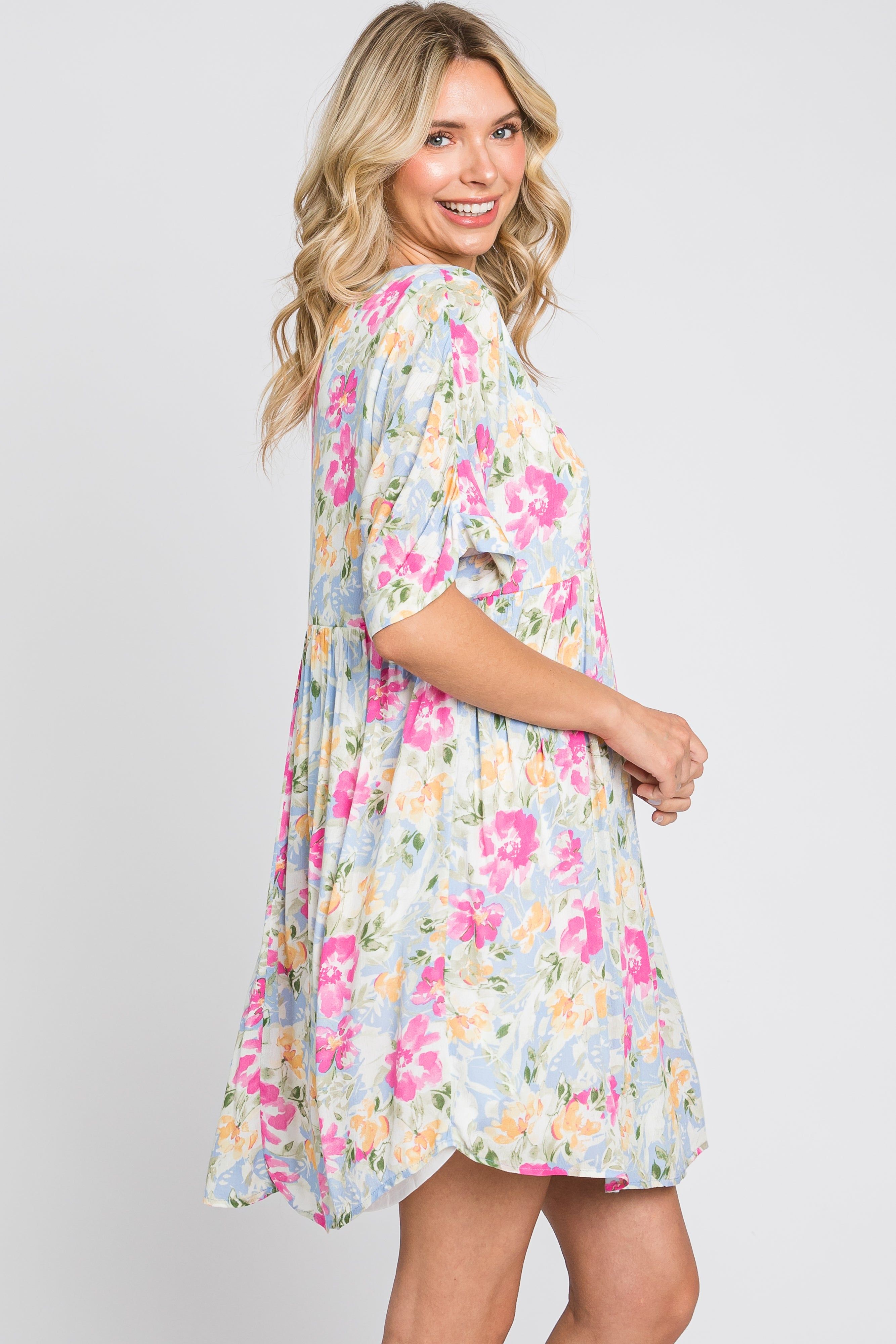 Blue Floral Babydoll Dress sold by Pinkblush product image thumbnail 2