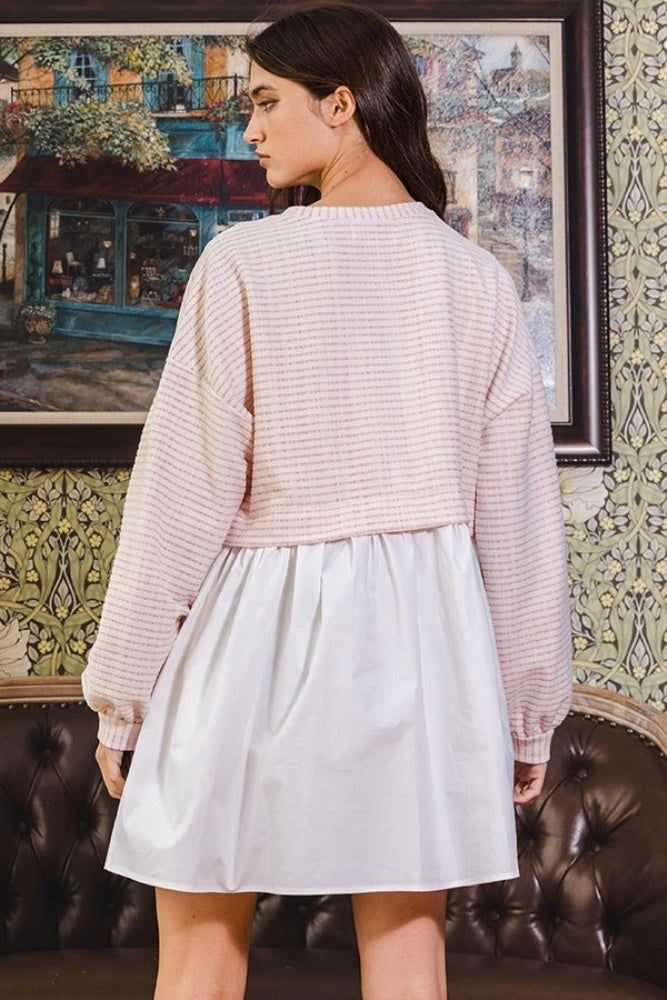Pink Striped Top Contrast Oversized Dress sold by Pinkblush product image thumbnail 4