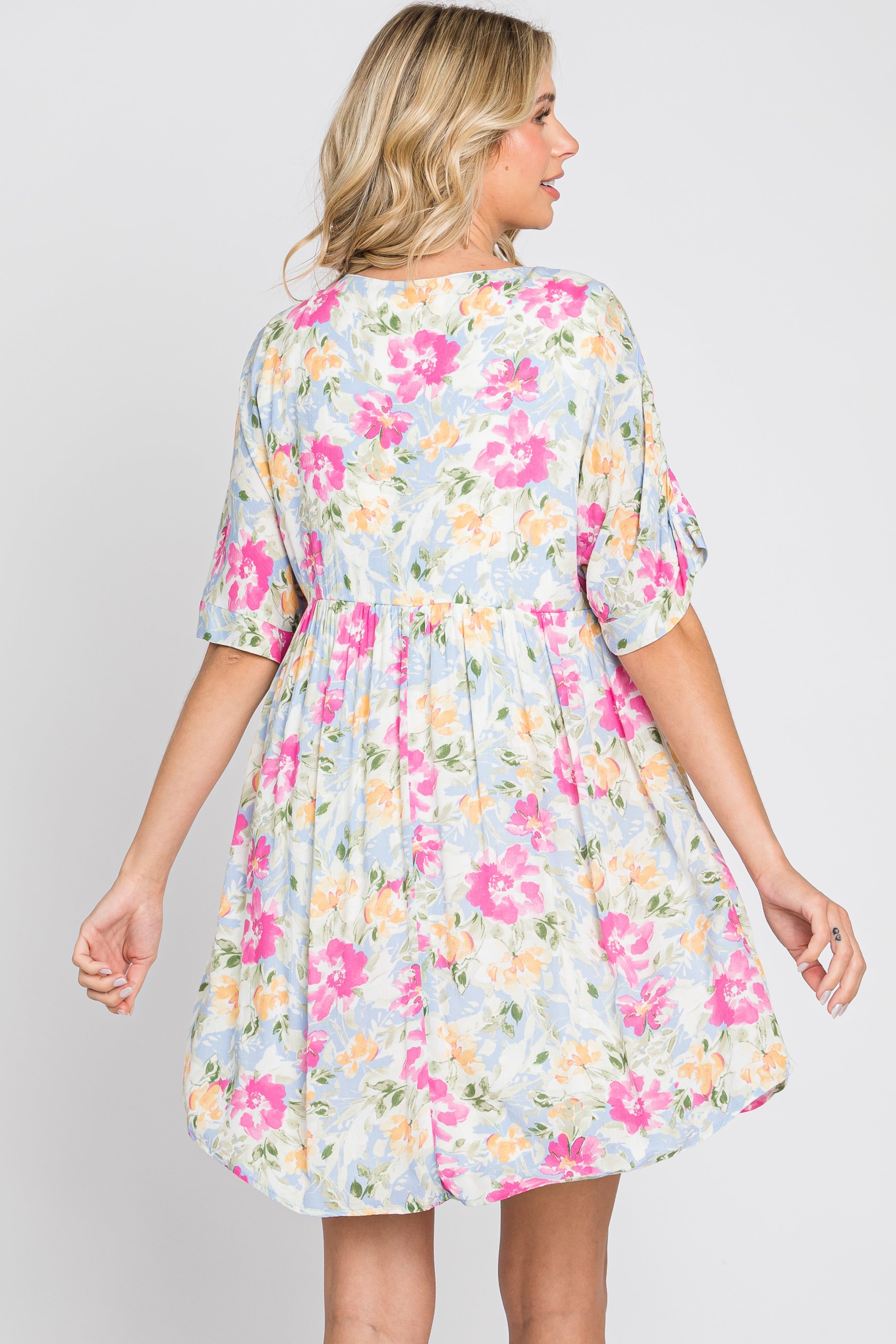 Blue Floral Babydoll Dress sold by Pinkblush product image thumbnail 3