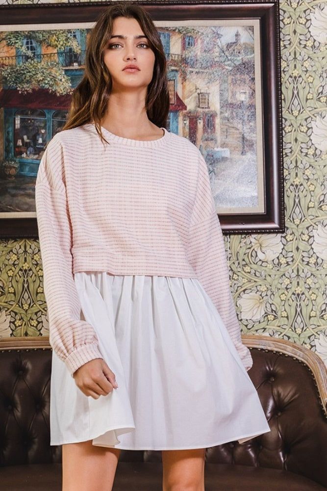 Pink Striped Top Contrast Oversized Dress sold by Pinkblush product image thumbnail 2