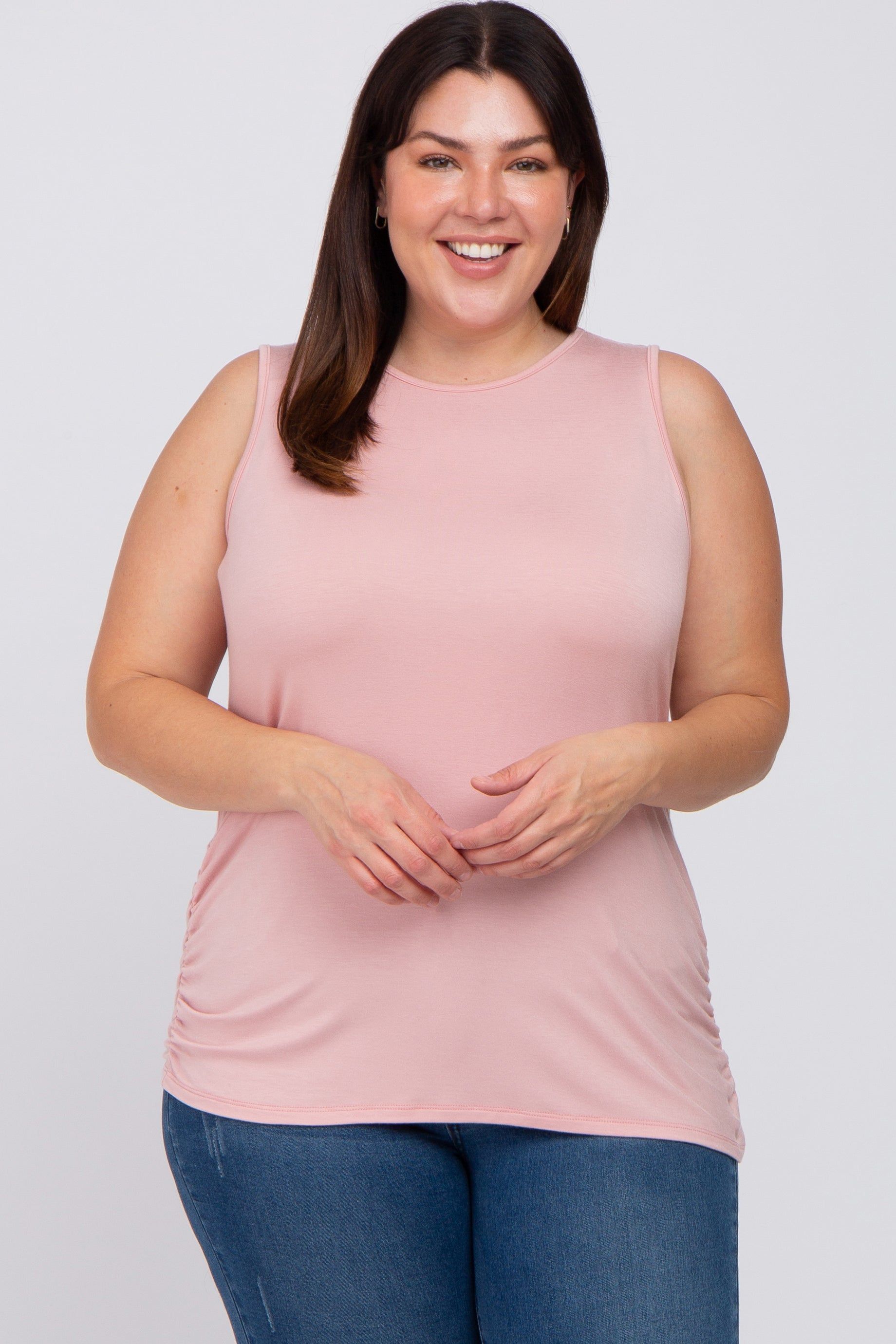 Light Pink Ruched Side Plus Maternity Tank sold by Pinkblush product image thumbnail 5