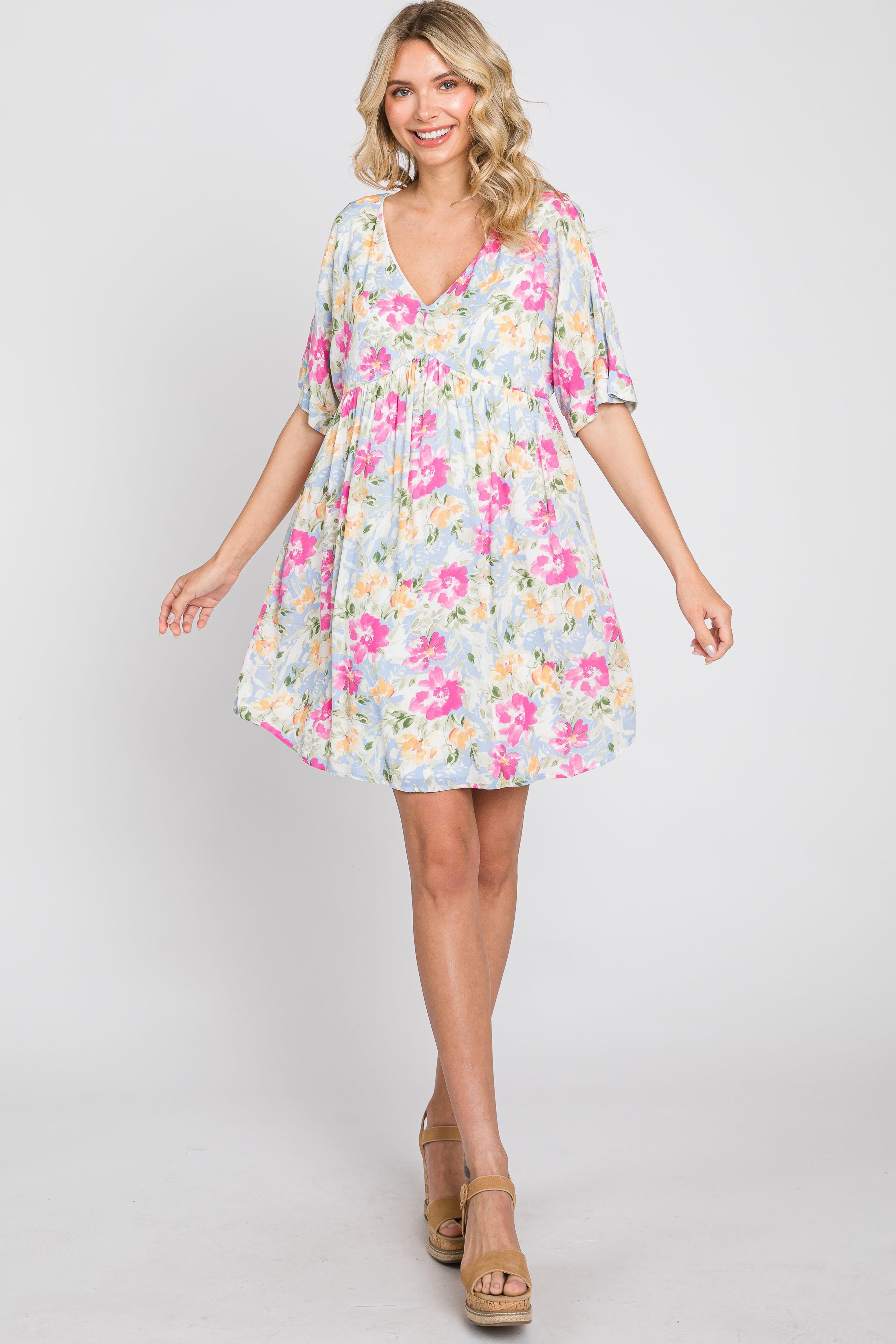 Blue Floral Babydoll Dress sold by Pinkblush product image thumbnail 4