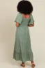 Sage Flowy Ditsy Floral Smocked Midi Dress sold by Pinkblush