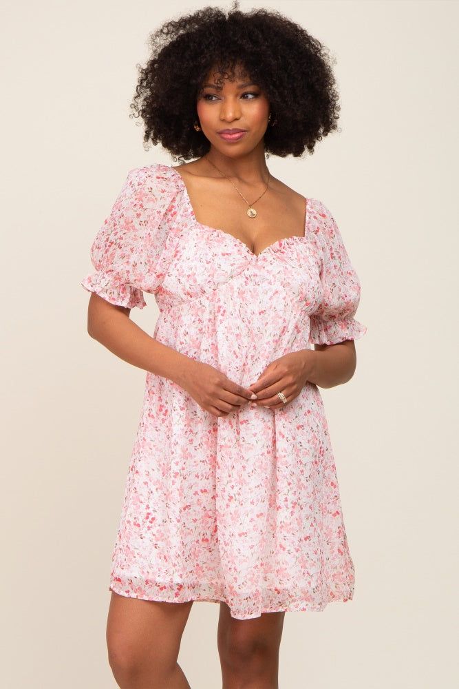 Light Pink Floral Sweetheart Mini Dress sold by Pinkblush