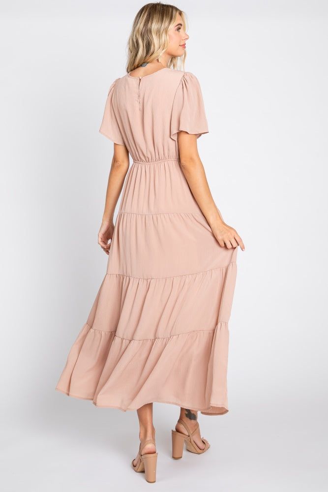 Mauve Tiered Short Sleeve Midi Dress sold by Pinkblush product image thumbnail 3