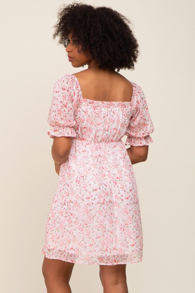 Light Pink Floral Sweetheart Mini Dress sold by Pinkblush product image thumbnail 2