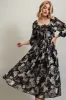 Black Multi Floral Chiffone Print Midi Dress sold by Pinkblush