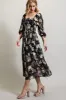 Black Multi Floral Chiffone Print Midi Dress sold by Pinkblush