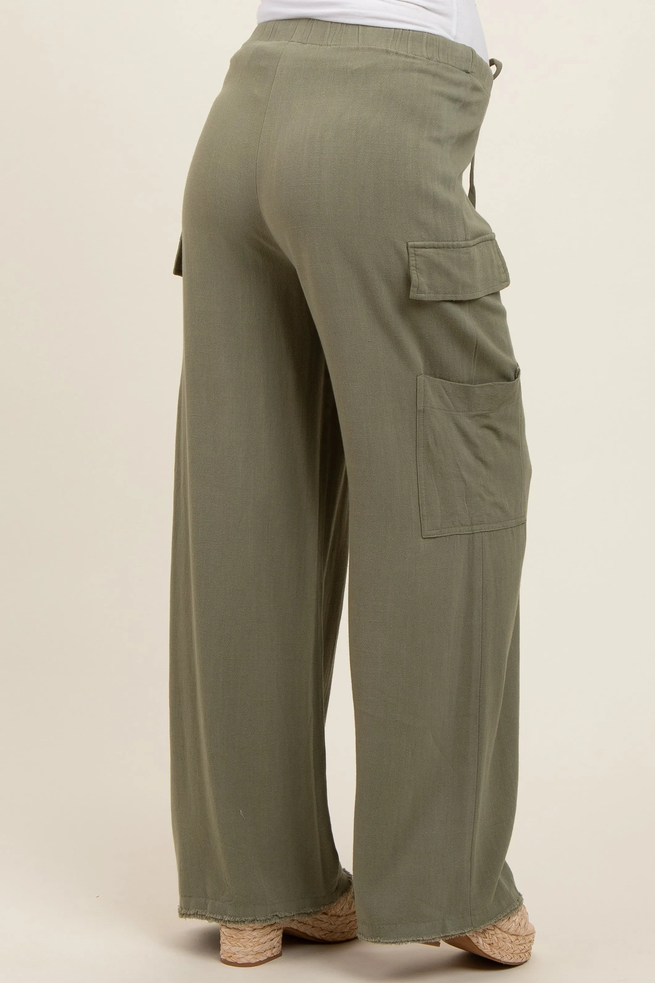 Olive Pocketed Drawstring Maternity Pants sold by Pinkblush product image thumbnail 4