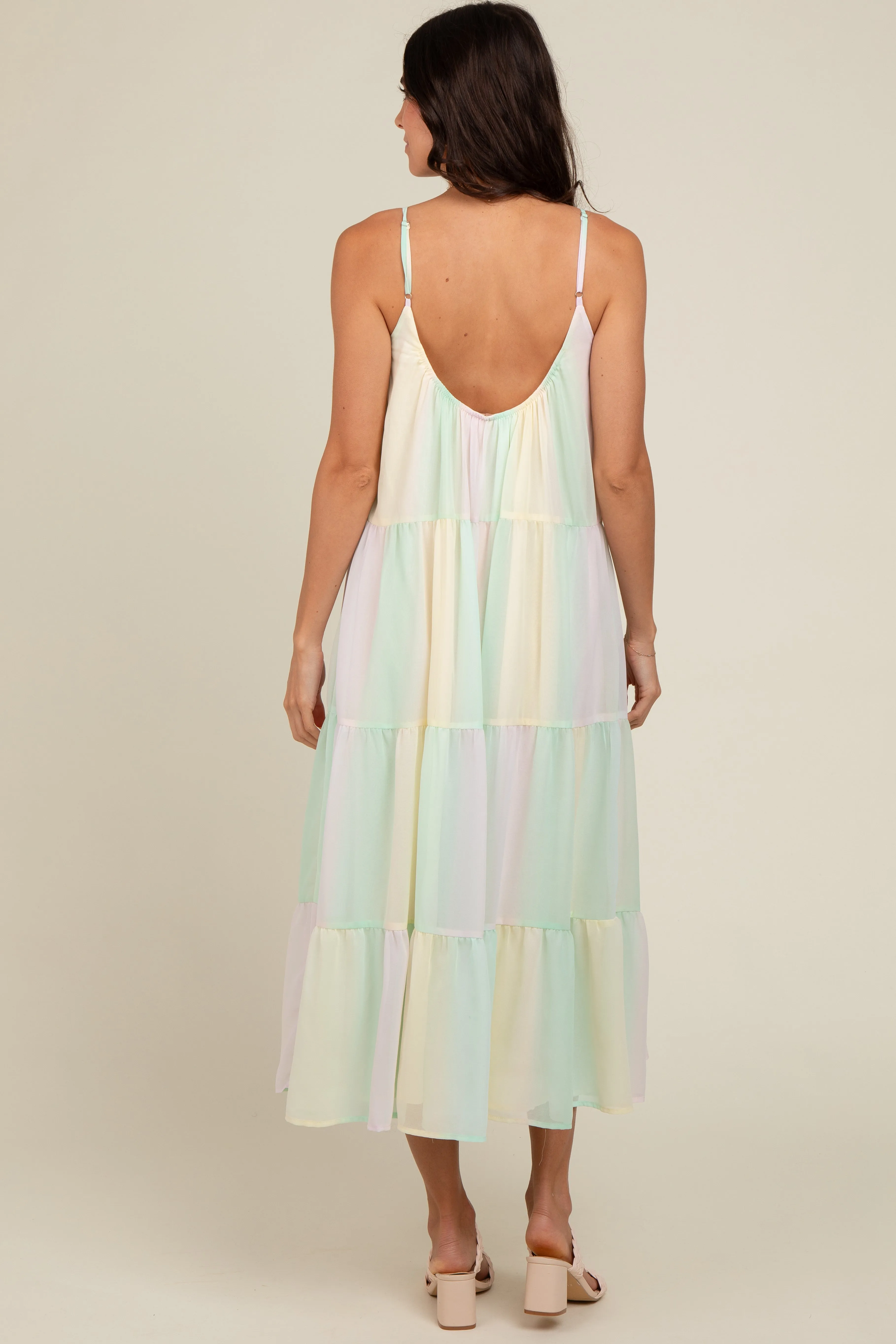 Multicolor Pastel Ombre Tiered Maxi Dress sold by Pinkblush product image thumbnail 4